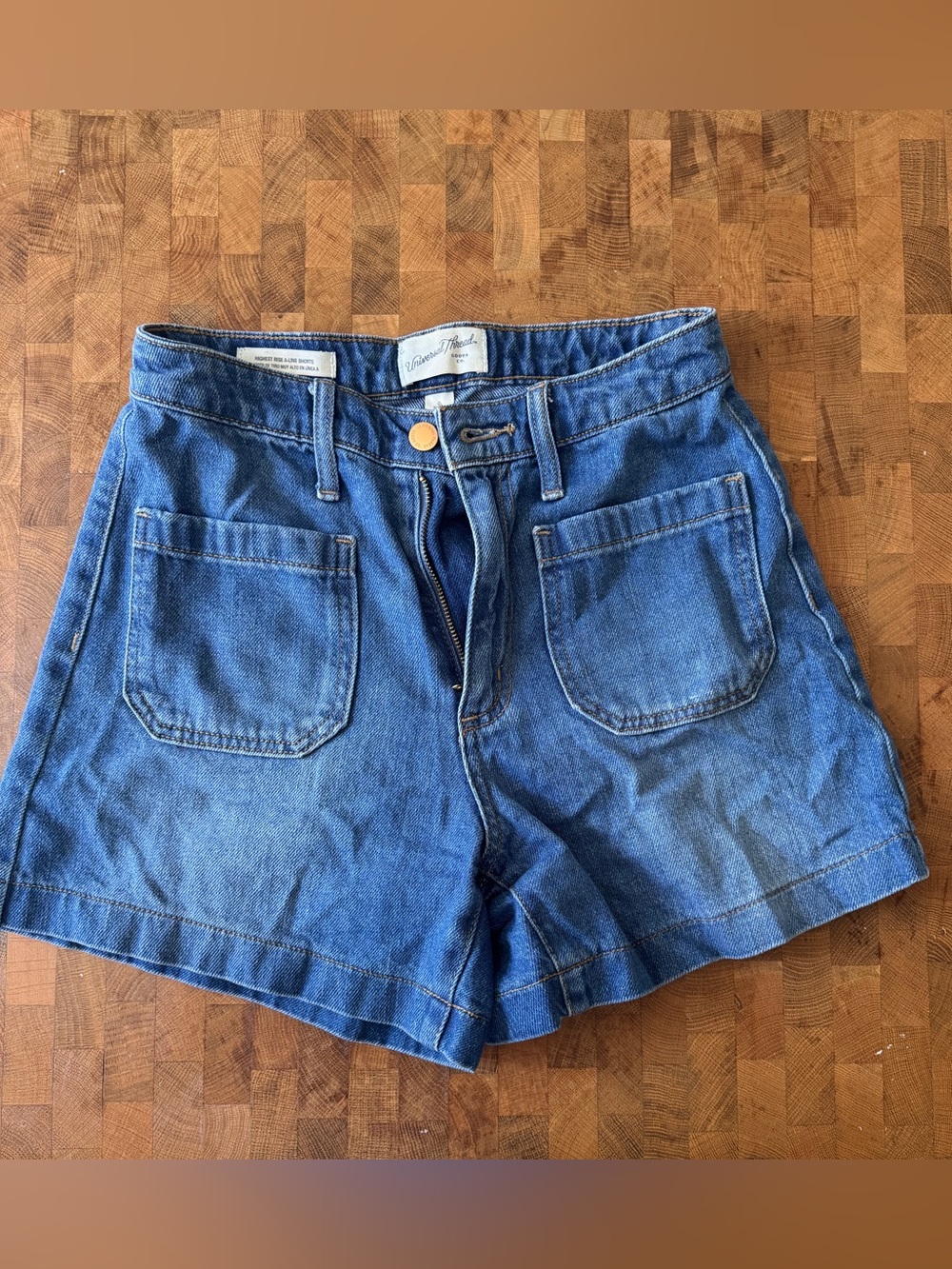 Universal Thread Mid-Rise Blue Denim Patch Pocket Shorts